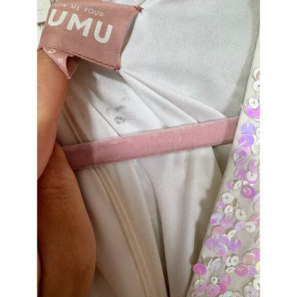 NEW Show Me Your Mumu Kidman Long-Sleeve Sequin Mini Dress in White Size Small - Picture 6 of 8